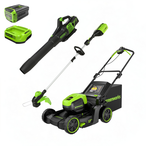 60V 17" Cordless Battery Push Lawn Mower 3PC Combo Kit w/ 4.0Ah Battery & Charger