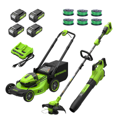 OPEN BOX 48V (24V x 2) 21" Cordless Battery Push Mower 3PC Combo Kit w/ (4) 4.0Ah High Power Batteries & (2) Dual Port Chargers