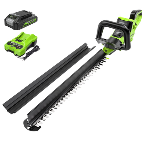 24V 24" Cordless Battery Hedge Trimmer w/ 2.0Ah Battery and 2A Charger