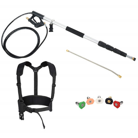 18FT Telescoping Pressure Washer Wand Kit, 4000PSI Commercial Power Washer Extension with 5 Spray Nozzles, 2 Adapters & Support Belt