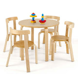 5 Piece Bentwood Kids Table & Chair Set, Toddler Activity Table with Toy Bricks & 4 Chairs for Craft Art, Daycare, Playroom & Classroom
