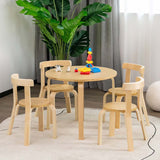 5 Piece Bentwood Kids Table & Chair Set, Toddler Activity Table with Toy Bricks & 4 Chairs for Craft Art, Daycare, Playroom & Classroom