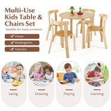 5 Piece Bentwood Kids Table & Chair Set, Toddler Activity Table with Toy Bricks & 4 Chairs for Craft Art, Daycare, Playroom & Classroom