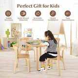 5 Piece Bentwood Kids Table & Chair Set, Toddler Activity Table with Toy Bricks & 4 Chairs for Craft Art, Daycare, Playroom & Classroom