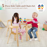 5 Piece Bentwood Kids Table & Chair Set, Toddler Activity Table with Toy Bricks & 4 Chairs for Craft Art, Daycare, Playroom & Classroom
