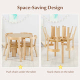 5 Piece Bentwood Kids Table & Chair Set, Toddler Activity Table with Toy Bricks & 4 Chairs for Craft Art, Daycare, Playroom & Classroom