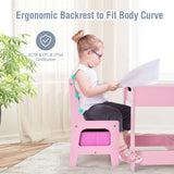 Kids Table & Chairs Set, 3-in-1 Wooden Toddler Activity Table with Storage, Reversible Tabletop & Blackboard for Art Craft, Drawing, Playroom
