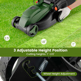 12 AMP 14" Electric Push Lawn Mower 2-in-1 Walk-Behind Lawnmower with Collection Box, 3 Adjustable Height Position
