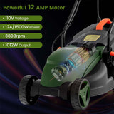 12 AMP 14" Electric Push Lawn Mower 2-in-1 Walk-Behind Lawnmower with Collection Box, 3 Adjustable Height Position