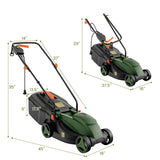 12 AMP 14" Electric Push Lawn Mower 2-in-1 Walk-Behind Lawnmower with Collection Box, 3 Adjustable Height Position