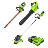 40V 12" Cordless Battery String Trimmer, 550 CFM Blower & 24" Hedge Trimmer Combo Kit w/ 2.0 Ah Battery & Charger
