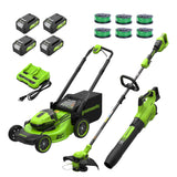 OPEN BOX 48V (24V x 2) 21" Cordless Battery Push Mower 3PC Combo Kit w/ (4) 4.0Ah High Power Batteries & (2) Dual Port Chargers