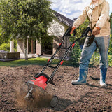 Electric Tiller, Corded Power Cultivator with Foldable Handle, 9" Tilling Depth, 4/6 Tines, Garden Rototiller Tool for Lawn Soil Digging