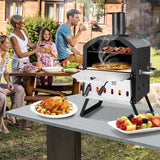2-Layer Wood Fired Pizza Oven, Outdoor Portable Grill Pizza Maker with 12" Pizza Stone, Waterproof Cover & Folding Legs for Camping, Backyard BBQ