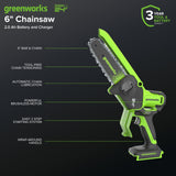 24V 6” Gen 2 Cordless Battery Brushless Pruner Saw w/ 2.0Ah Battery & 2A Charger