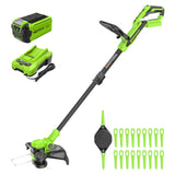 40V 13" Cordless Battery String Trimmer / Edger w/ 20PC Blades, (1)2.0Ah Battery and (1)2A Charger