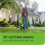 40V 13" Cordless Battery String Trimmer / Edger w/ 20PC Blades, (1)2.0Ah Battery and (1)2A Charger