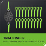 40V 13" Cordless Battery String Trimmer / Edger w/ 20PC Blades, (1)2.0Ah Battery and (1)2A Charger