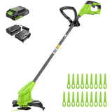 24V 10" Cordless Battery Blade-Head String Trimmer w/ 2.0 Ah Battery & 0.5A Charger