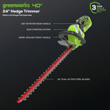 40V 12" Cordless Battery String Trimmer, 550 CFM Blower & 24" Hedge Trimmer Combo Kit w/ 2.0 Ah Battery & Charger