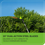 80V 20" Cordless Battery Pole Hedge Trimmer (1.2" cut, 3200 SPM), Tool-Only
