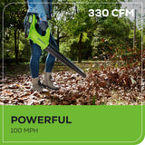 OPEN BOX 24V Cordless 330 CFM Axial Blower w/ 2.0Ah Battery & Charger