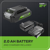 OPEN BOX 24V Cordless 330 CFM Axial Blower w/ 2.0Ah Battery & Charger