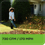 OPEN BOX 80V 730 CFM Cordless Battery Leaf Blower w/ 2.5Ah Battery & Rapid Charger