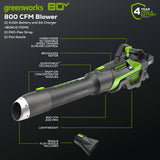 RENEWED 80V 800CFM Cordless Battery Leaf Blower w/ 4Ah Battery & Charger