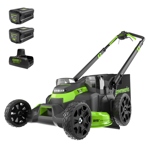OPEN BOX 80V 25" Cordless Battery Dual Blade Self-Propelled Mower w/ Two (2) 2.5Ah Batteries & Dual Port Charger