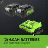 48V (24V x 2) 14" Cordless Battery Brushless Push Lawn Mower w/ (2) 4.0Ah Battery & 2A Dual-port Charger