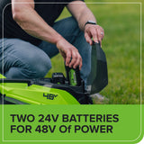 48V (24V x 2) 14" Cordless Battery Brushless Push Lawn Mower w/ (2) 4.0Ah Battery & 2A Dual-port Charger