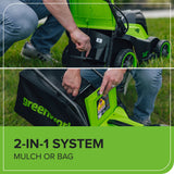 48V (24V x 2) 14" Cordless Battery Brushless Push Lawn Mower w/ (2) 4.0Ah Battery & 2A Dual-port Charger