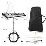 30 Note Percussion Glockenspiel Bell Kit, Adjustable Height Xylophone with Practice Pad Mallets Sticks Stand Carrying Bag