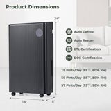 57 Pint Dehumidifier for Basement, 4500 Sq.Ft Dehumidifier with Auto Drain Hose & Wheels, 3-Color Indicator, Dry Clothes Mode, 24H Timer