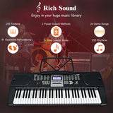 61 Key Keyboard Piano Starter Set with LCD Screen, Portable Digital Piano with Headphone, Foldable Piano Bench, Dual Power Supply