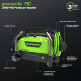 2100 PSI 1.2 GPM Portable Cold Water Electric Pressure Washer