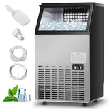 110LBS/24H Commercial Ice Maker, Freestanding Built-in Undercounter Ice Machine with 33LBS Storage Capacity & 24H Timer for Home Bar Restaurant