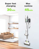 24V Cordless Battery White Stick Vacuum w/ (2)4.0 Ah USB-C Battery & 30-Minute Super Charger