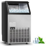 110LBS/24H Commercial Ice Maker, Freestanding Built-in Undercounter Ice Machine with 33LBS Storage Capacity & 24H Timer for Home Bar Restaurant