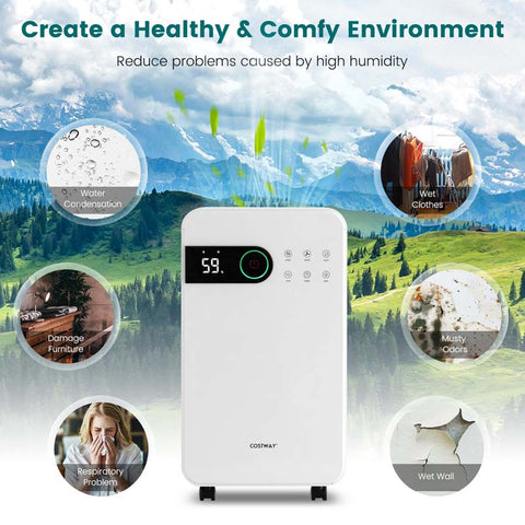 32 Pint Dehumidifier for Home & Basement, 2500 Sq.Ft Dehumidifier with Auto Drain, Sleep Mode, 24H Timer, 4 Wheels & Child Safety Lock