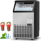 110LBS/24H Commercial Ice Maker, Freestanding Built-in Undercounter Ice Machine with 33LBS Storage Capacity & 24H Timer for Home Bar Restaurant