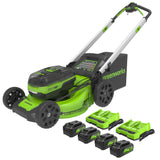 48V (24V x 2) 21" Cordless Battery Self-Propelled Lawn Mower w/ (4) 4.0Ah USB Batteries & (2) Dual Port Chargers