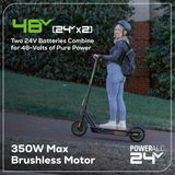 48V (24V x 2) STEALTH Series Electric Scooter w/ (2)4.0Ah Batteries and Dual Port Charger