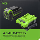 OPEN BOX 40V 16" Cordless Battery Brushless Push Lawn Mower w/ 4.0Ah Battery & Charger