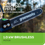 40V 14" Cordless Battery 1.0kW Chainsaw & 10" Pole Saw & Hedge Trimmer Attachment w/ (2) 2.5Ah Battery & (2) Chargers