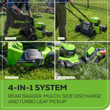 48V (24V x 2) 20" Cordless Battery Push Mower 3pc Combo Kit w/ (2) 4.0Ah Batteries & Dual Port Chargers