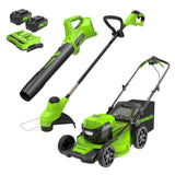 48V (24V x 2) 21" Cordless Battery Self-Propelled Mower, 12" String Trimmer & 320 CFM Blower Combo Kit w/ (2) 5.0Ah Batteries & Chargers
