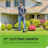 40V 17" Cordless Battery String Trimmer w/ 5.0Ah Battery and 5A Charger