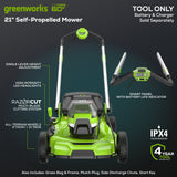 OPEN BOX 60V 21" Cordless Battery Dual Blade Self-Propelled Mower w/ (1) 8Ah battery and 6A Charger